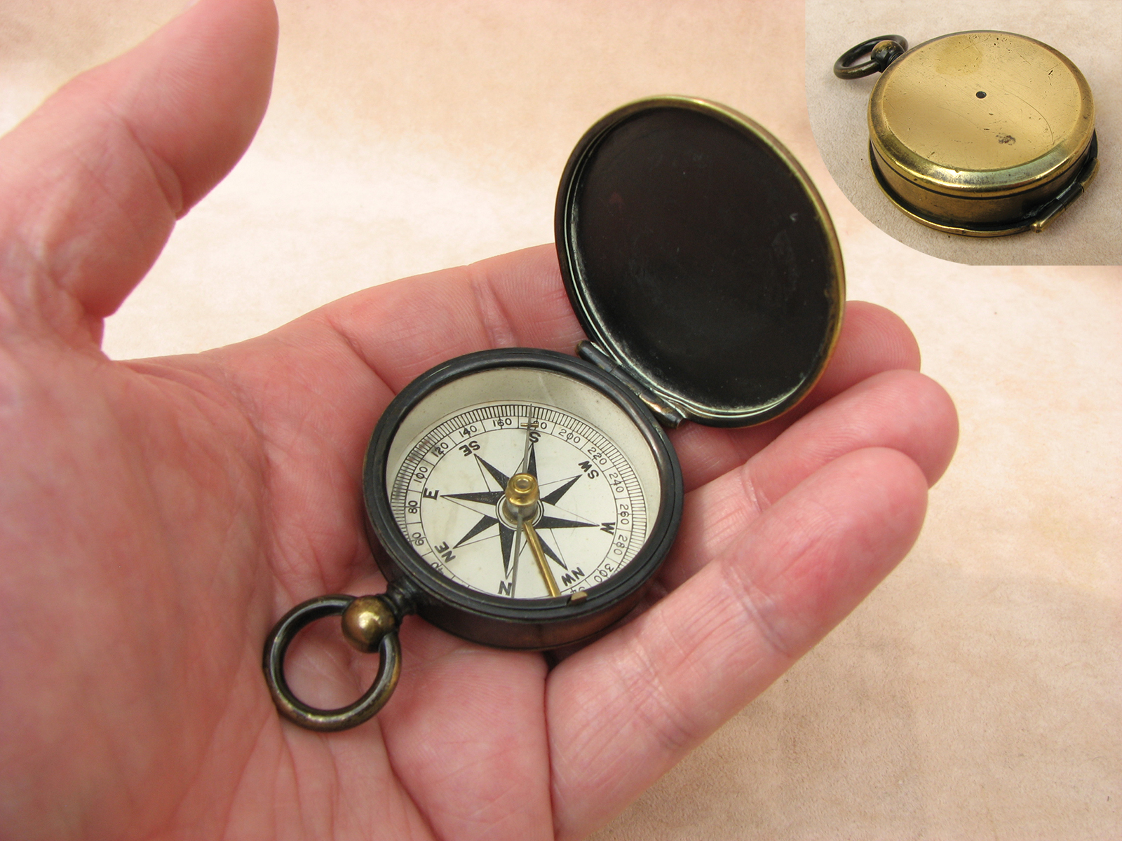 Late 19th century hunter cased pocket compass signed ROSS LONDON